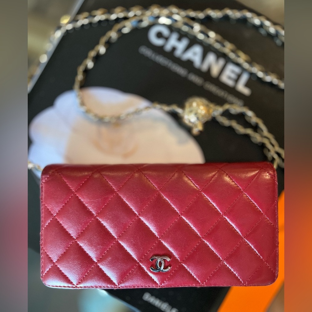 CHANEL Quilted Bifold Wallet WOC Lamb Leather